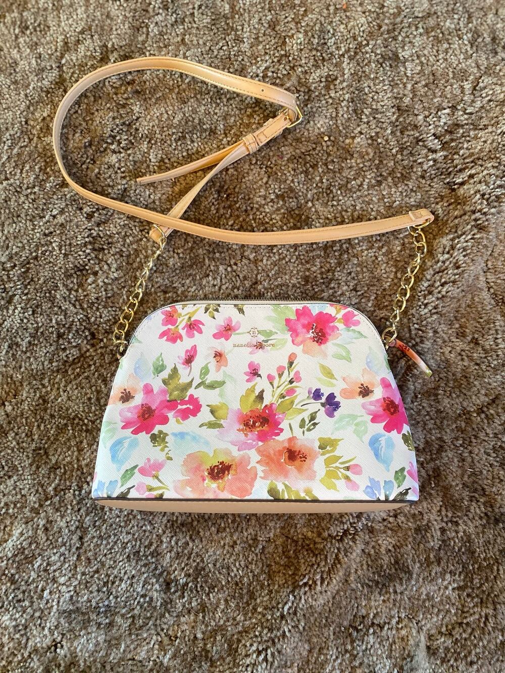 Nanette Lapore Watercolor Floral Dome Crossbody Bag Purse Gold Hardware